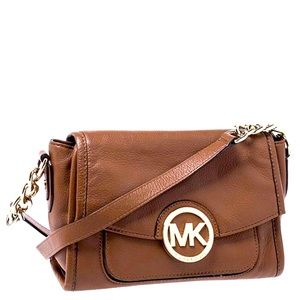 MICHAEL Michael Kors Brown Leather Flap Shoulder Bag